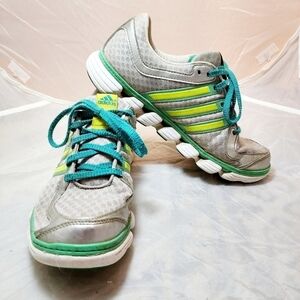 Adidas Silver Teal Lime Green Running Shoes Sneakers Women's 6.5 Athletic EUC